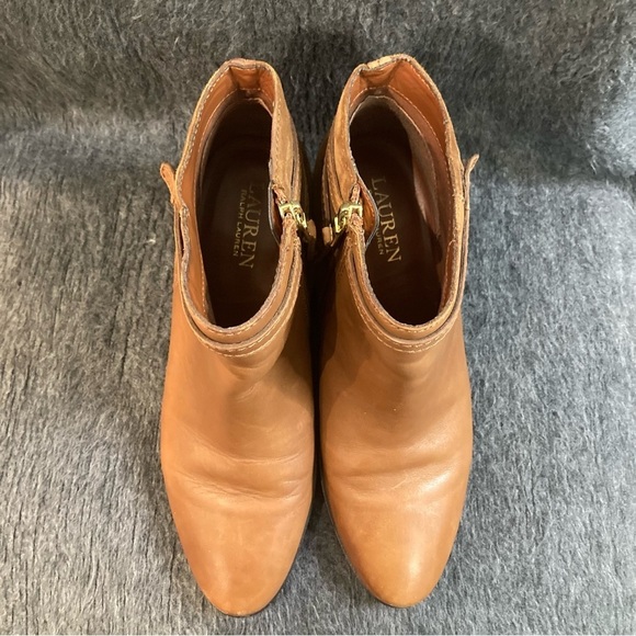 LAUREN RALPH LAUREN Sz 8.5B Damara Leather Suede Back Strap Zipper Booties - Picture 4 of 13